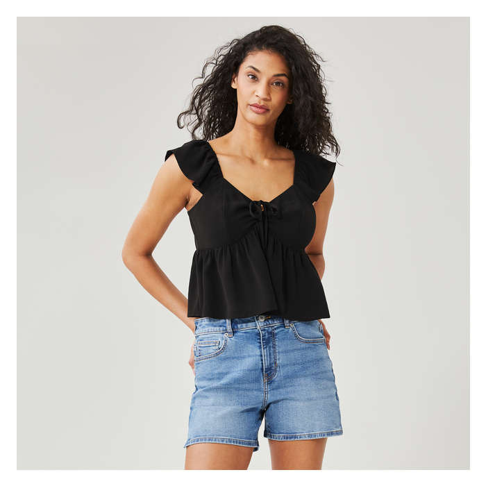 Flutter Sleeve Babydoll T-Shirt